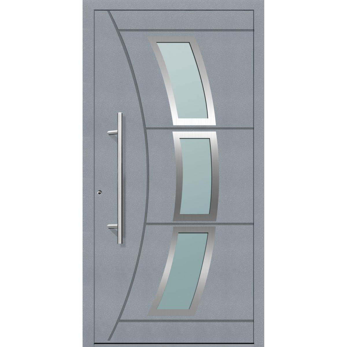 Aluminium Sicherheits-Haustür Venedig Exklusiv 75 mm grau 110 x 210 cm Anschlag links inkl Griffset Bild 1