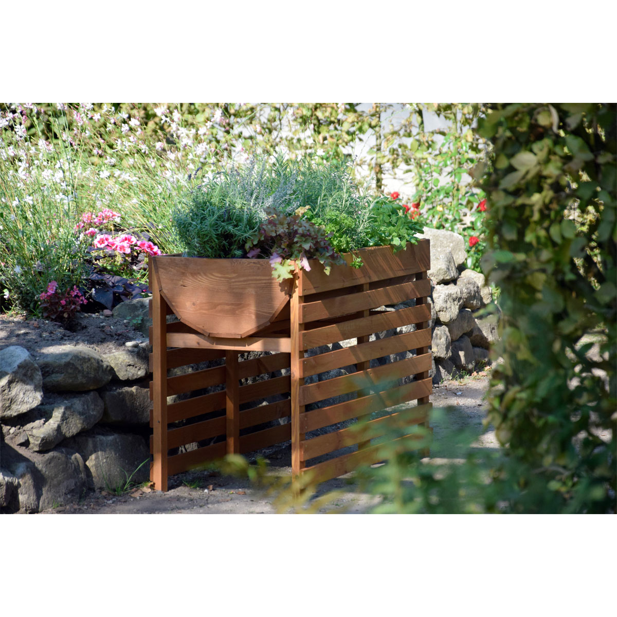 dobar Doppel-Hochbeet 100 x 71 x 50 cm braun Bild 2