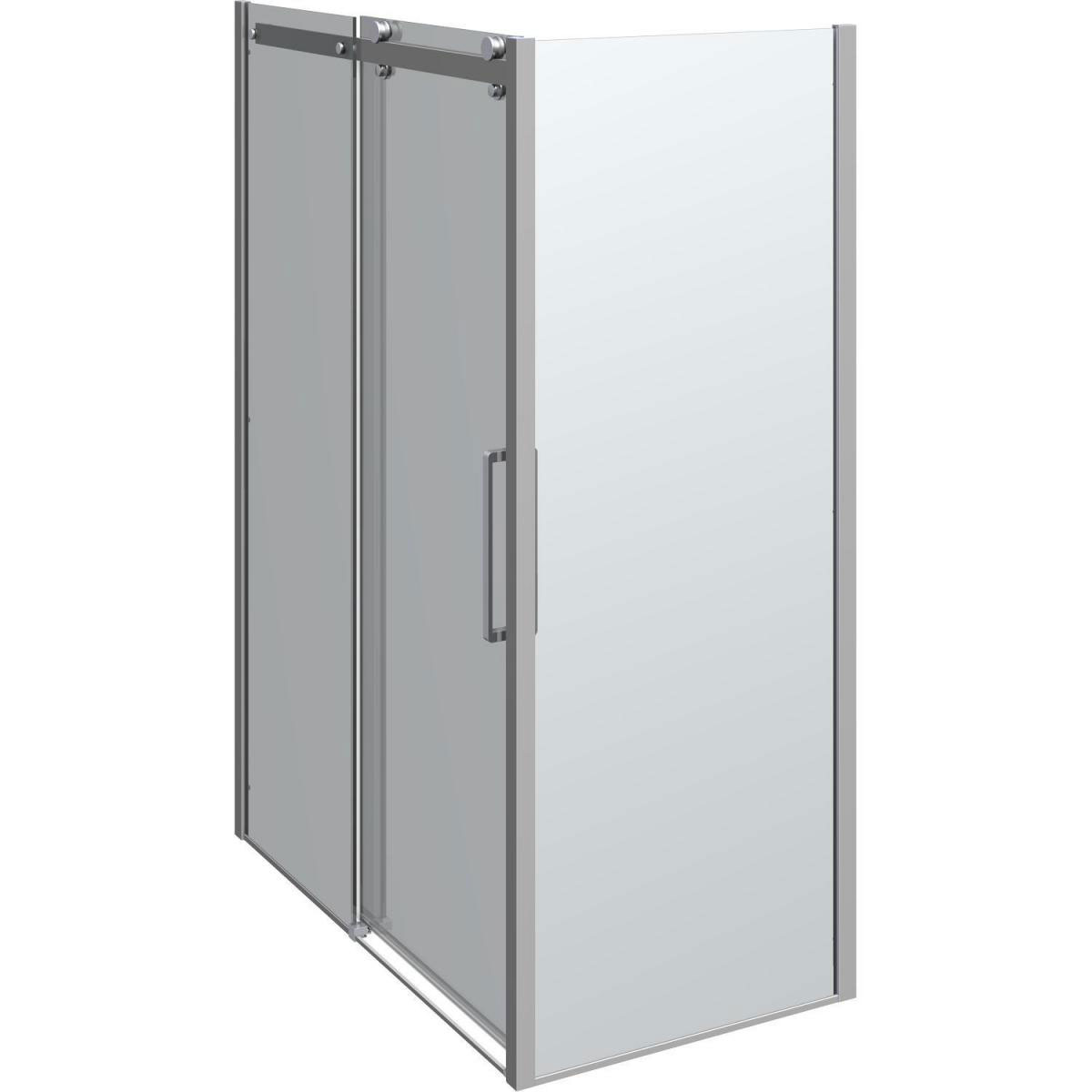 Scanbad Schiebetür mit Panel Deluxe 140 x 80 Chrom/Klar