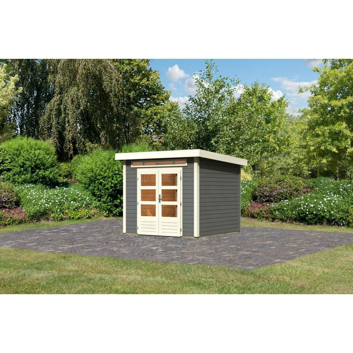 Karibu Gartenhaus Kandem 3 terragrau Bild 1