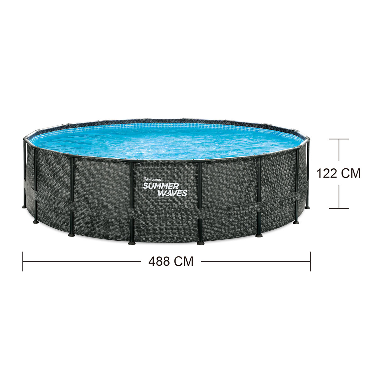 Summer Waves Elite Frame Pool 488x488x122cm Rattan Grau Bild 12