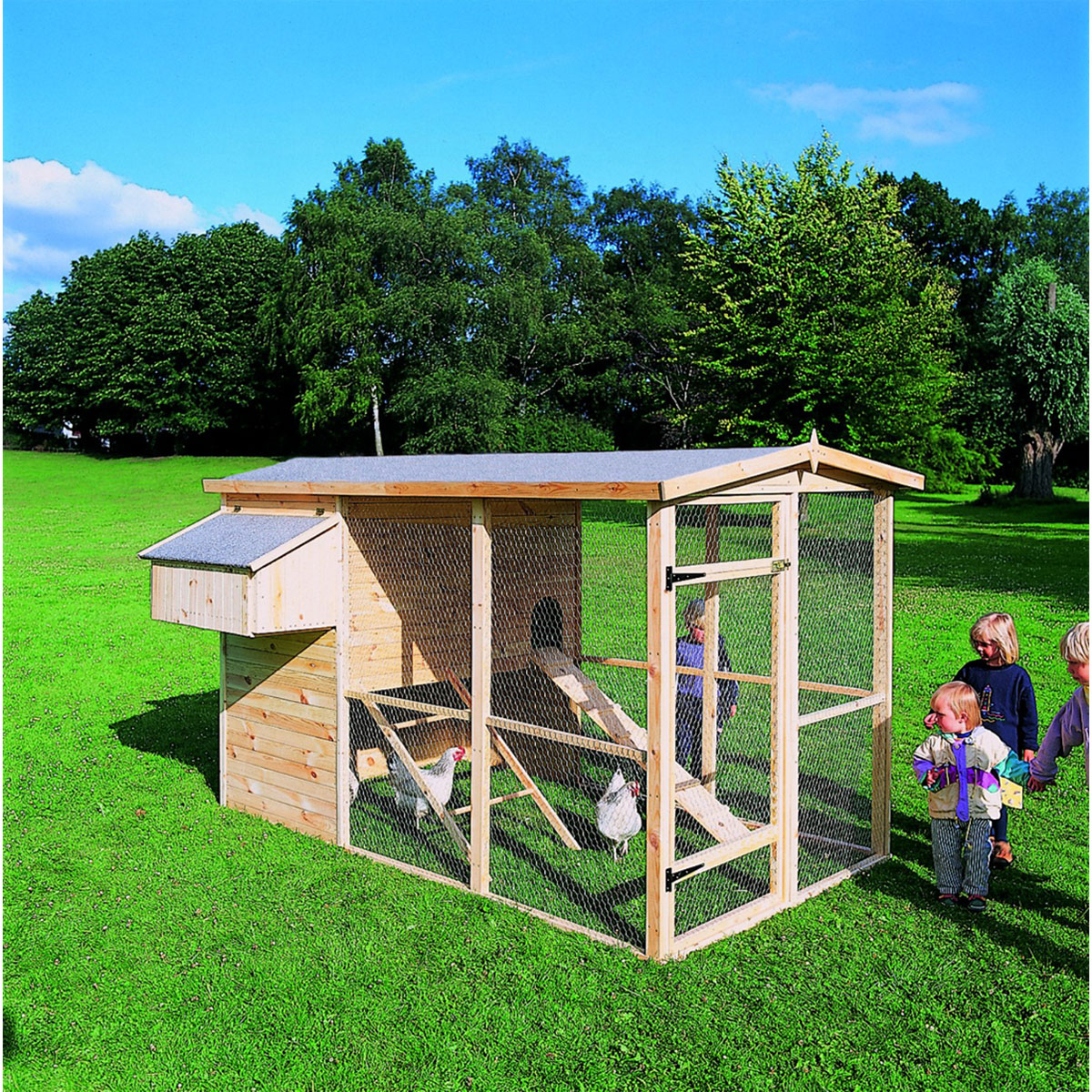 Huehnerstall 172x291x179cmKiefer-impr. inkl.Dachpappe