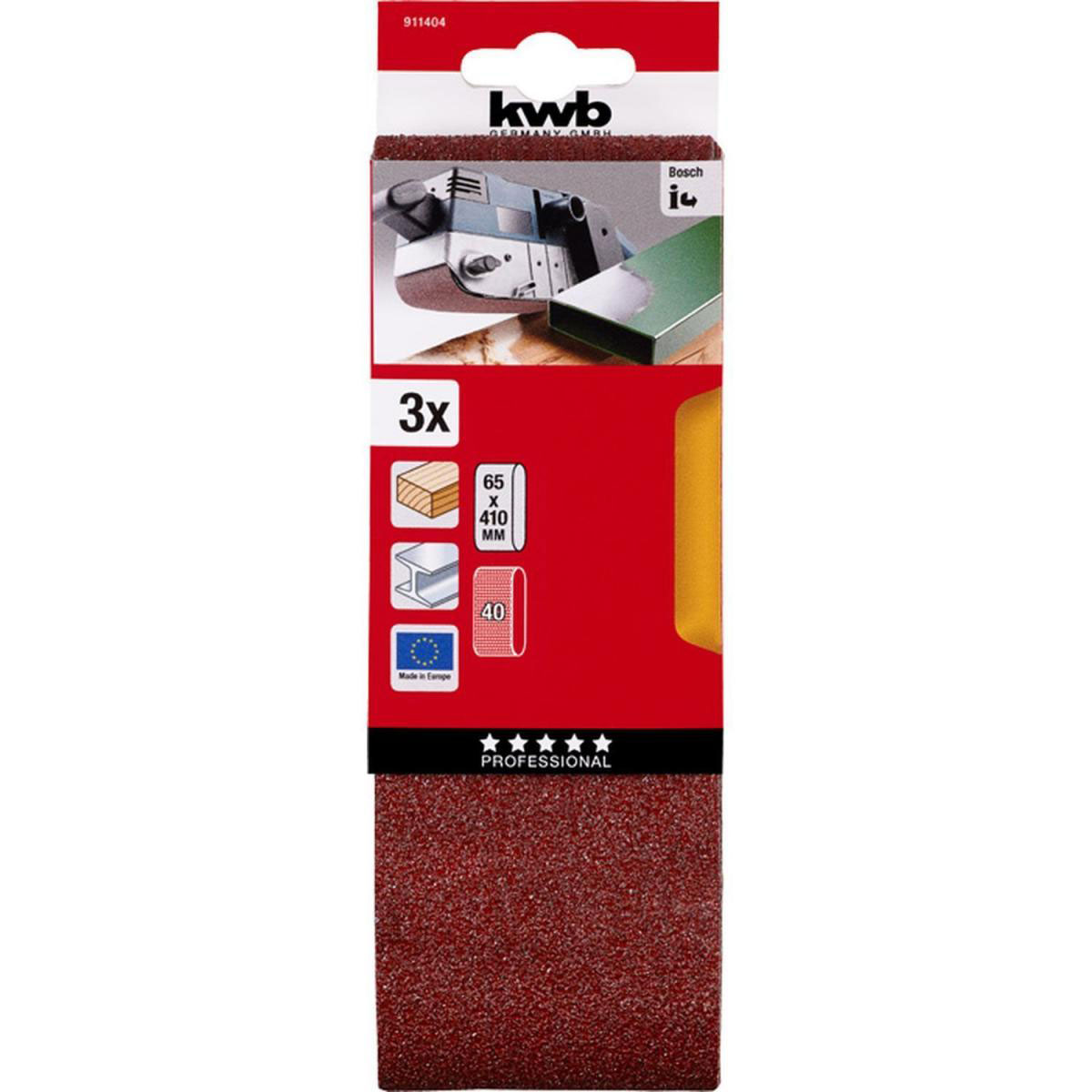 kwb  Schleifbänder Holz und Metall 65 x 410 mm K40 Bild 2