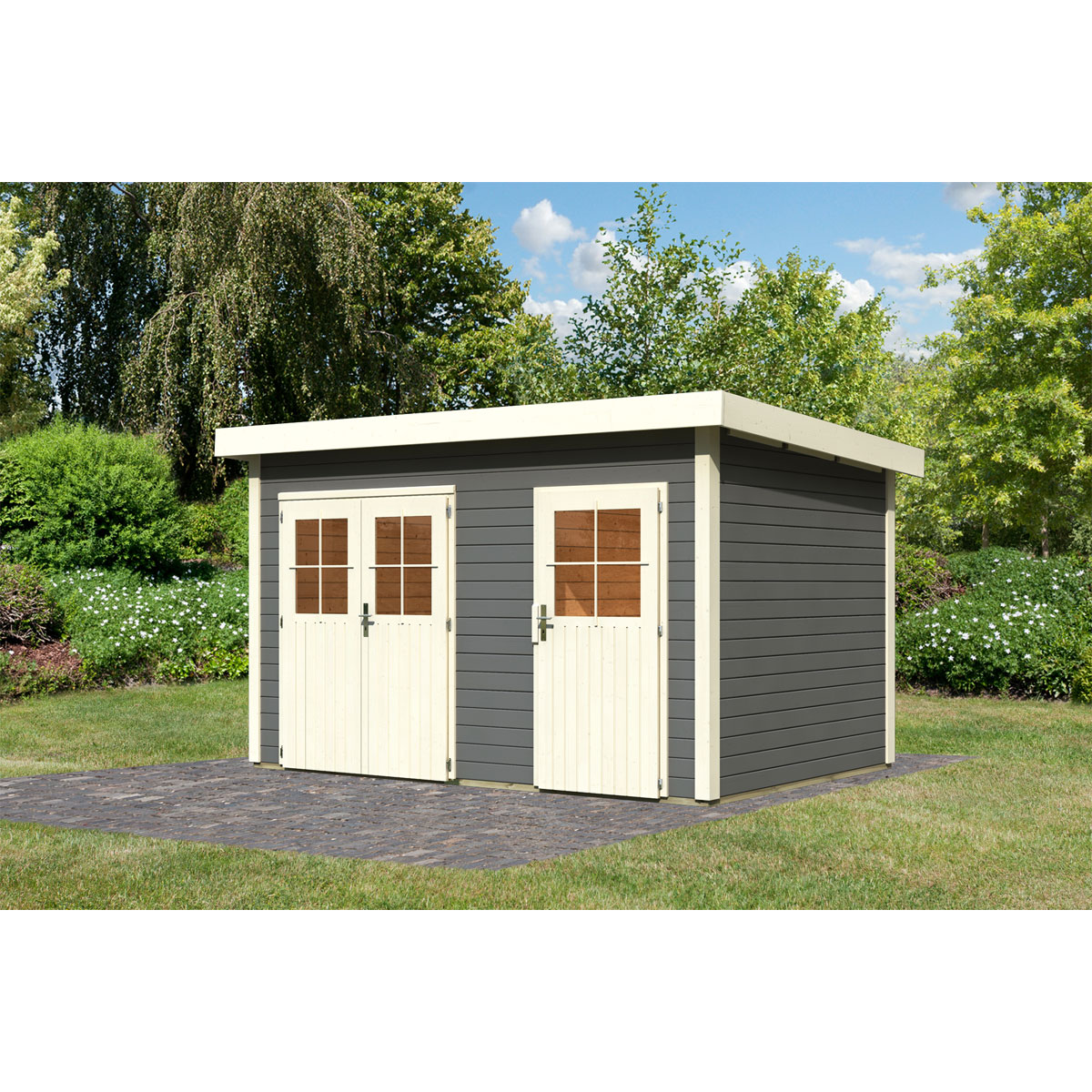 Karibu Gartenhaus Tintrup terragrau Bild 1