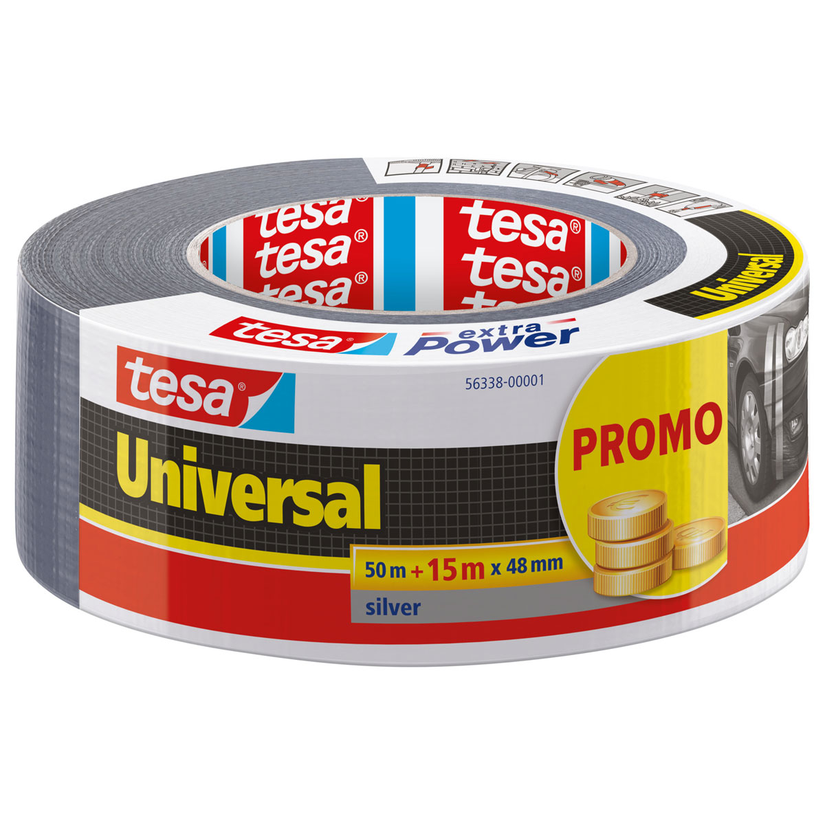 Tesa  Gewebeband Extra Power Universal silber 65m x 48mm