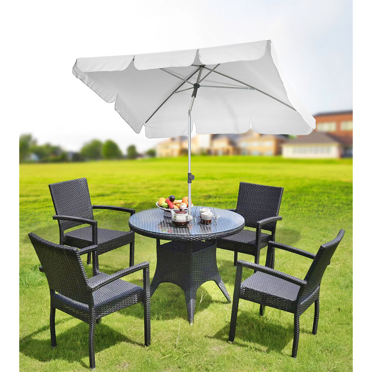 Haveson Marktschirm Udine silber-grau 210 x 140 cm Bild 2