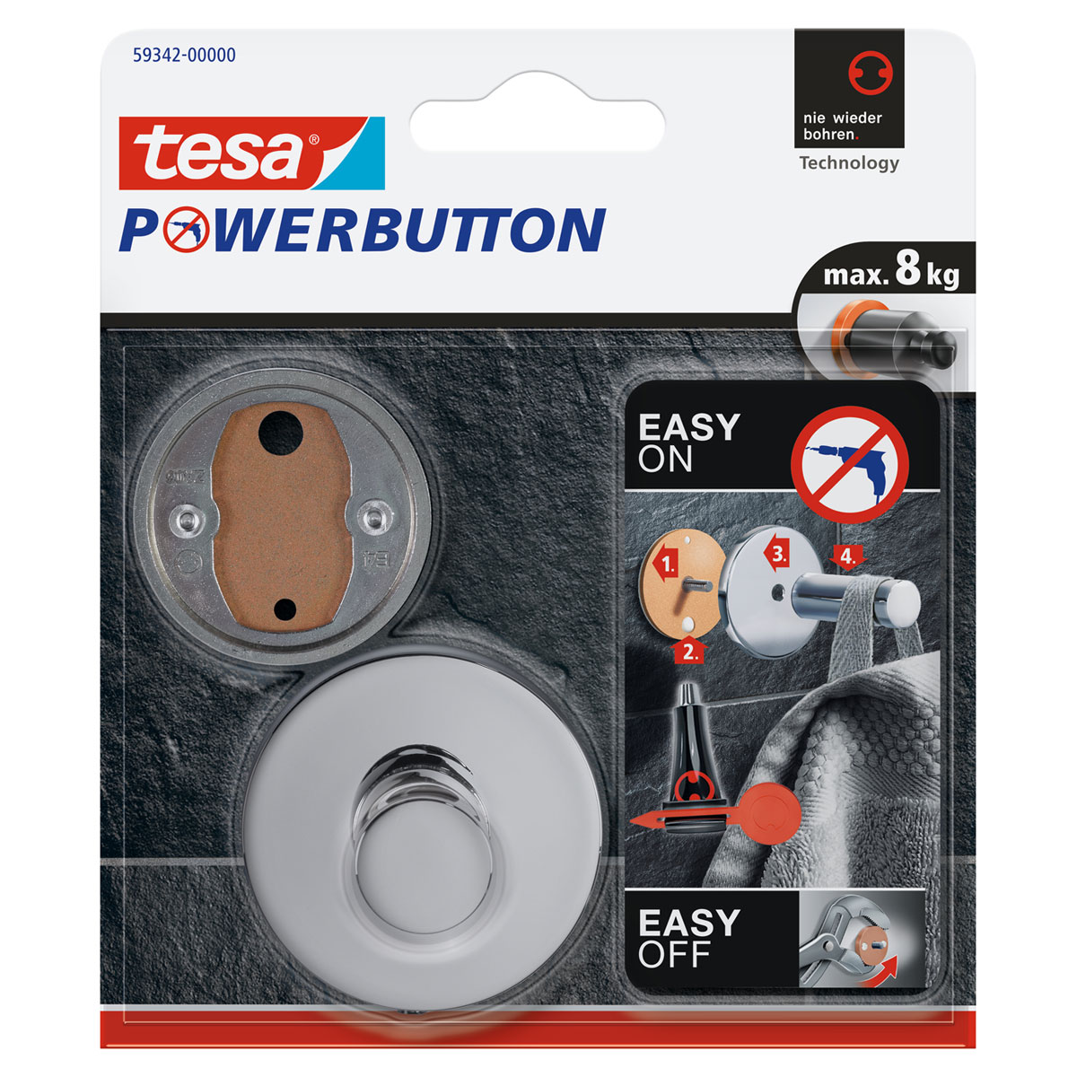 Tesa Haken Powerbutton Premium Chrom