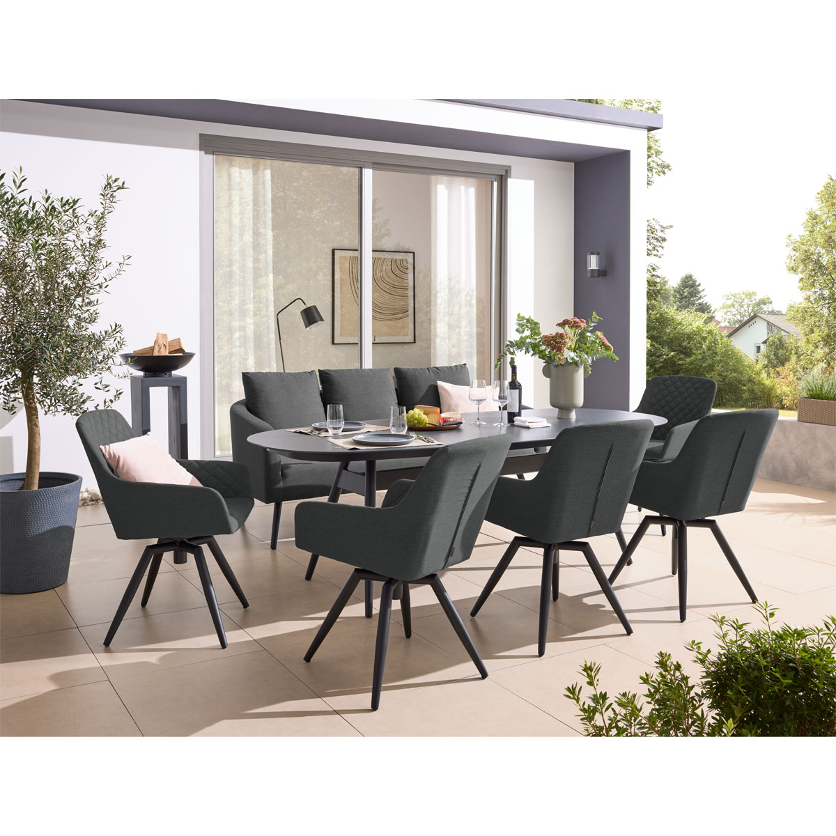 Haveson Outdoorsofa Novara wetterfester LIKA-TEX Bezugsstoff anthrazit Aluminiumgestell Bild 5