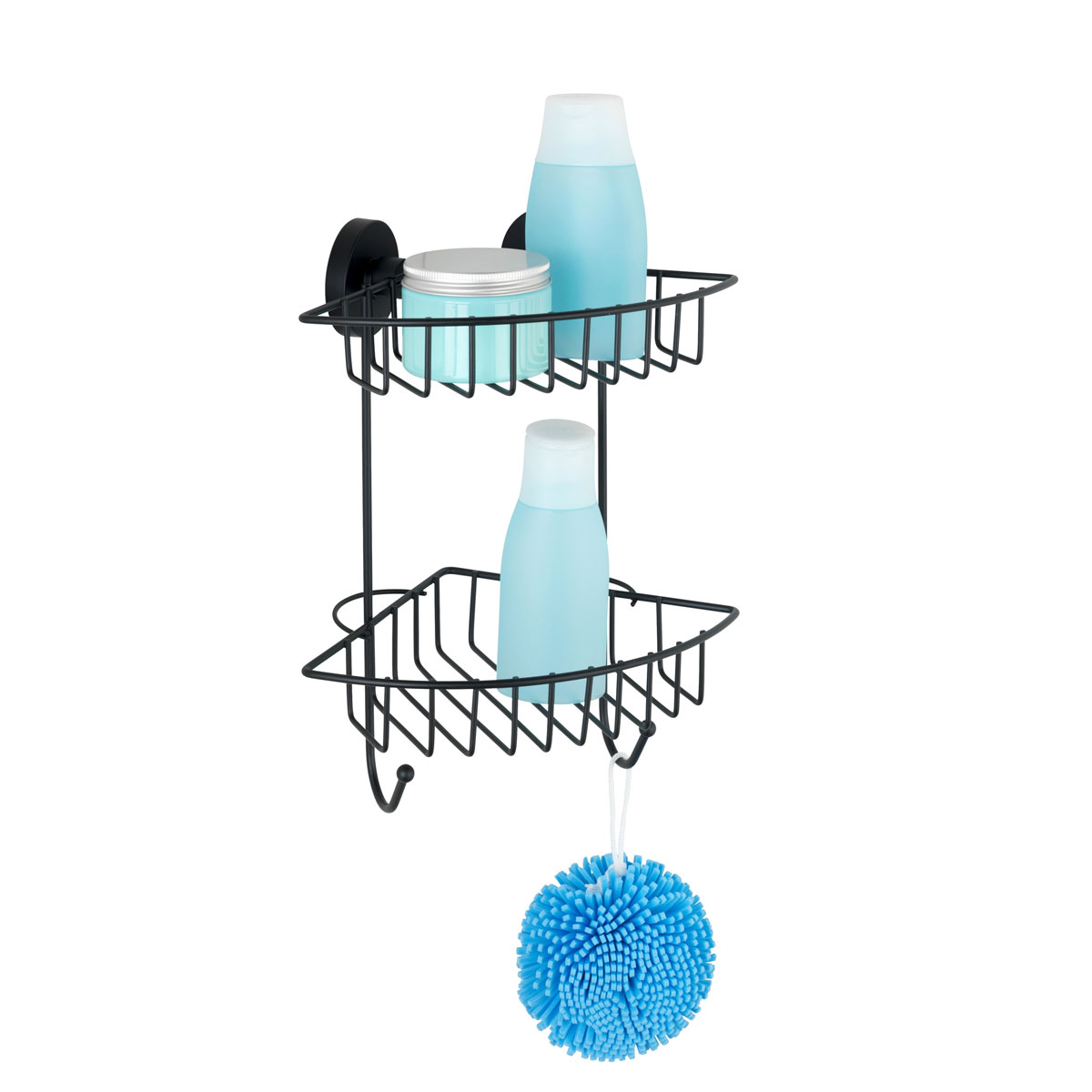 Wenko Eckregal Bari Schwarz Befestigenohnebohren Vacuum-Loc Bild 1