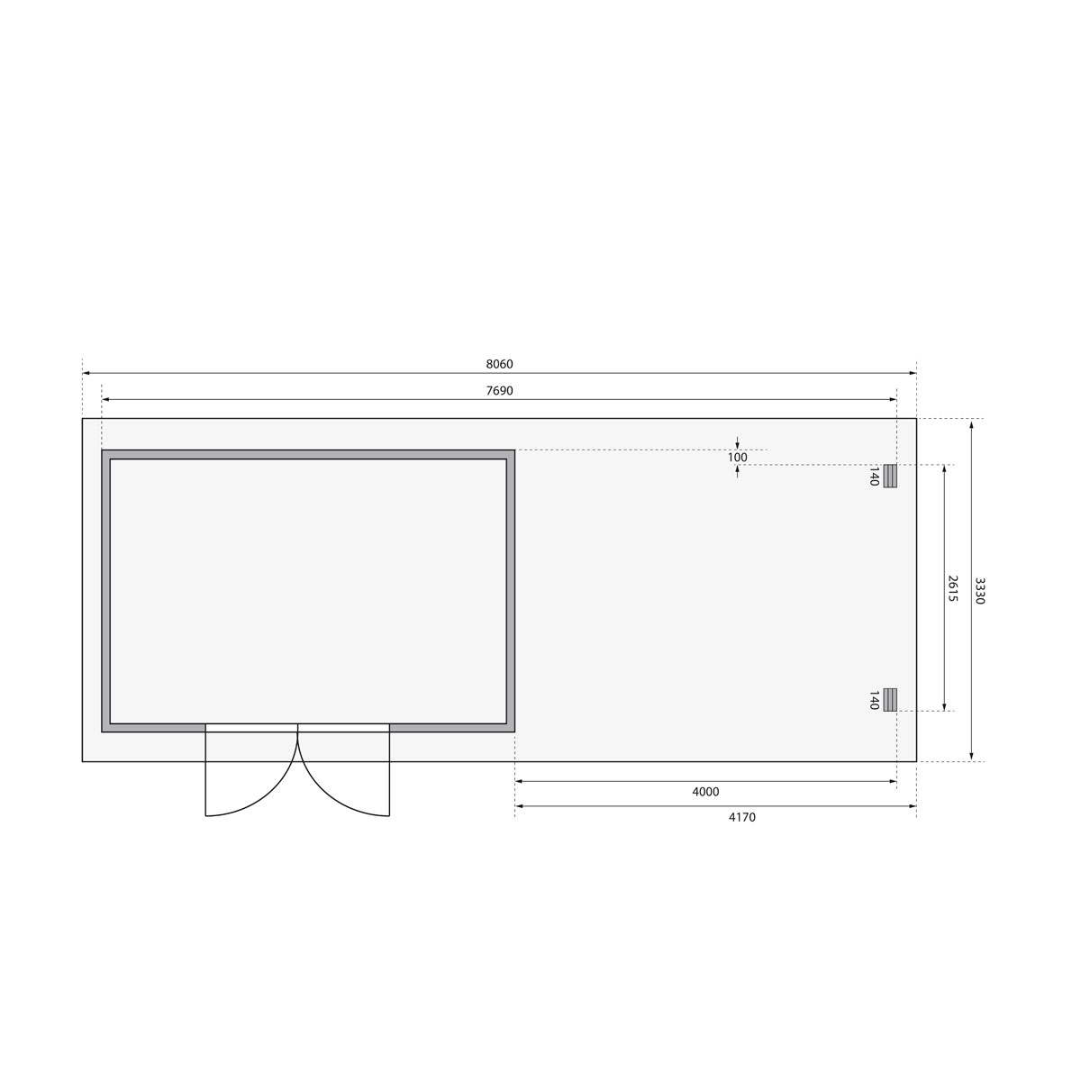 Karibu BBH Trittau 5 Set mit Anbaudach naturbelassen Bild 8