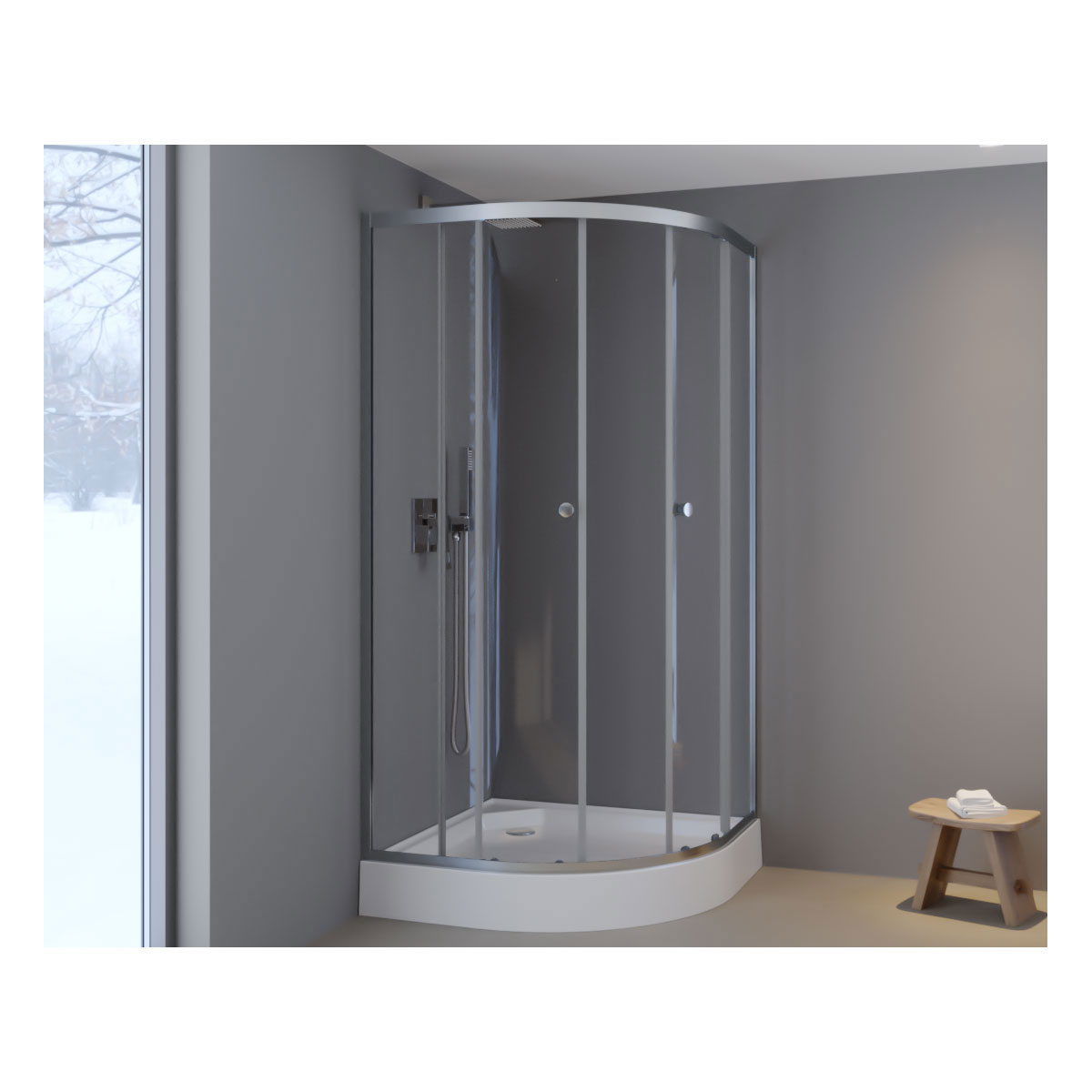 Aurlane Komplettdusche Silverline rund 90 x 200 x 90 cm Bild 7