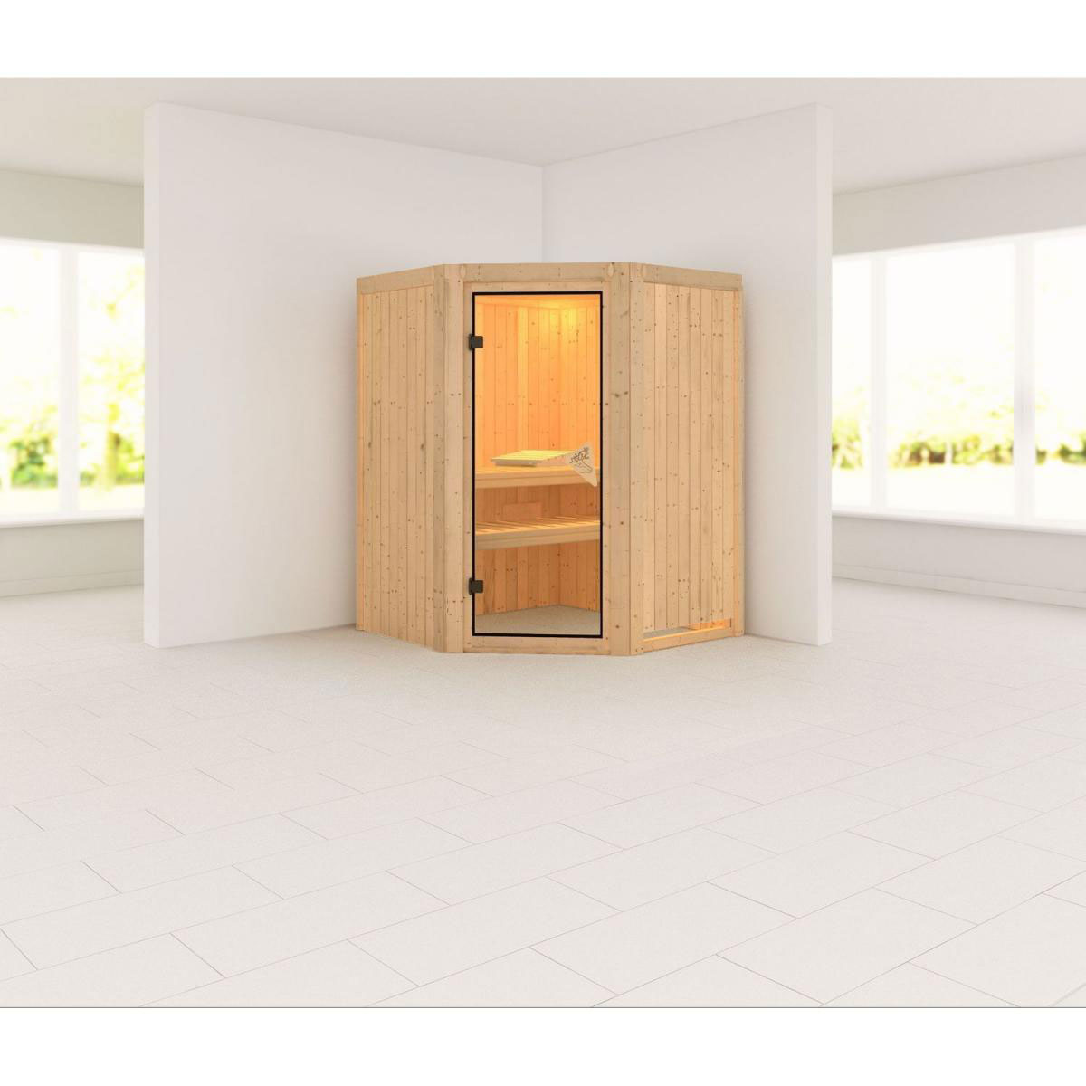 Karibu Systemsauna Nanja 68 mm ohne Ofen ohne Kranz Bild 2