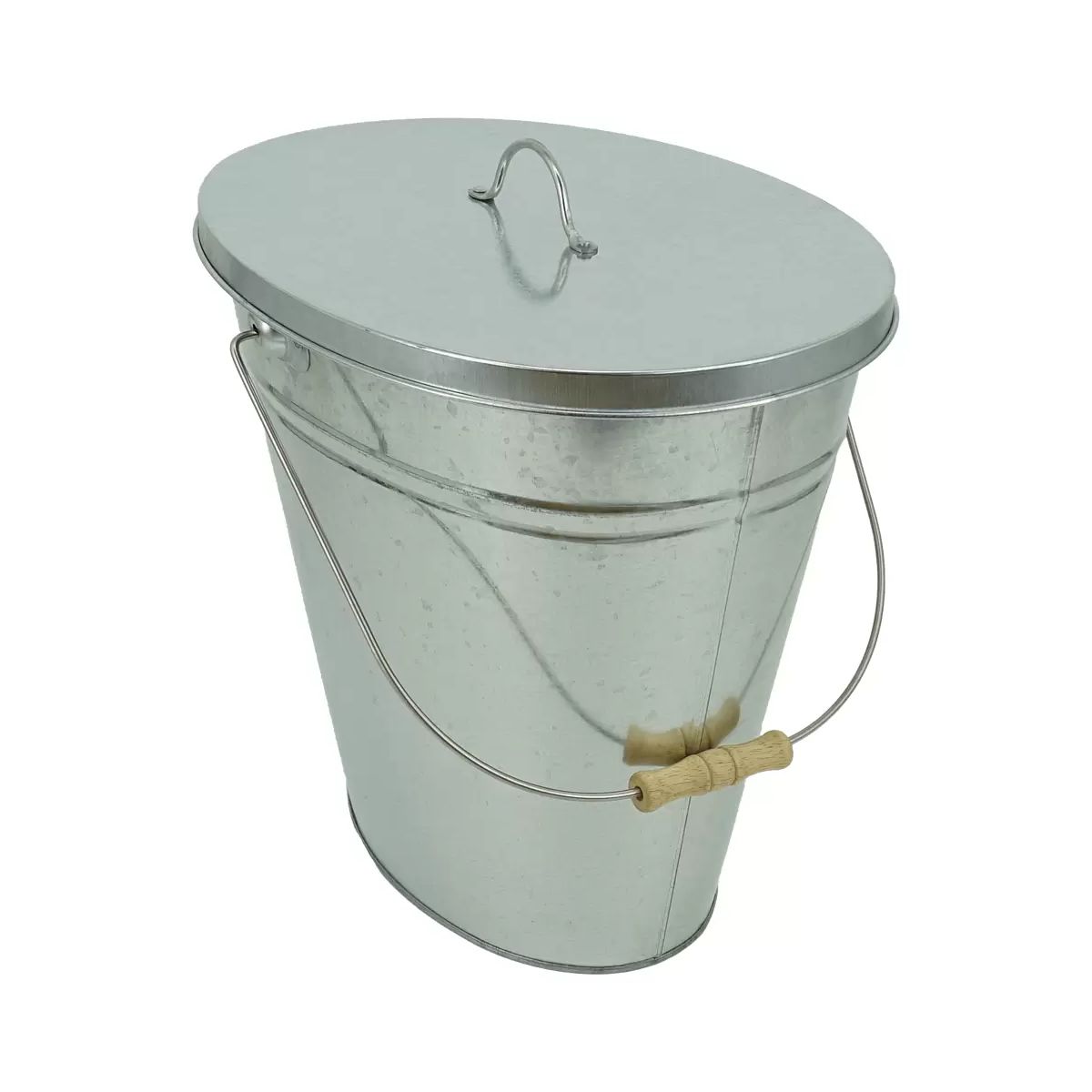 Valo Ascheeimer oval mit Deckel, 24l verzinkt