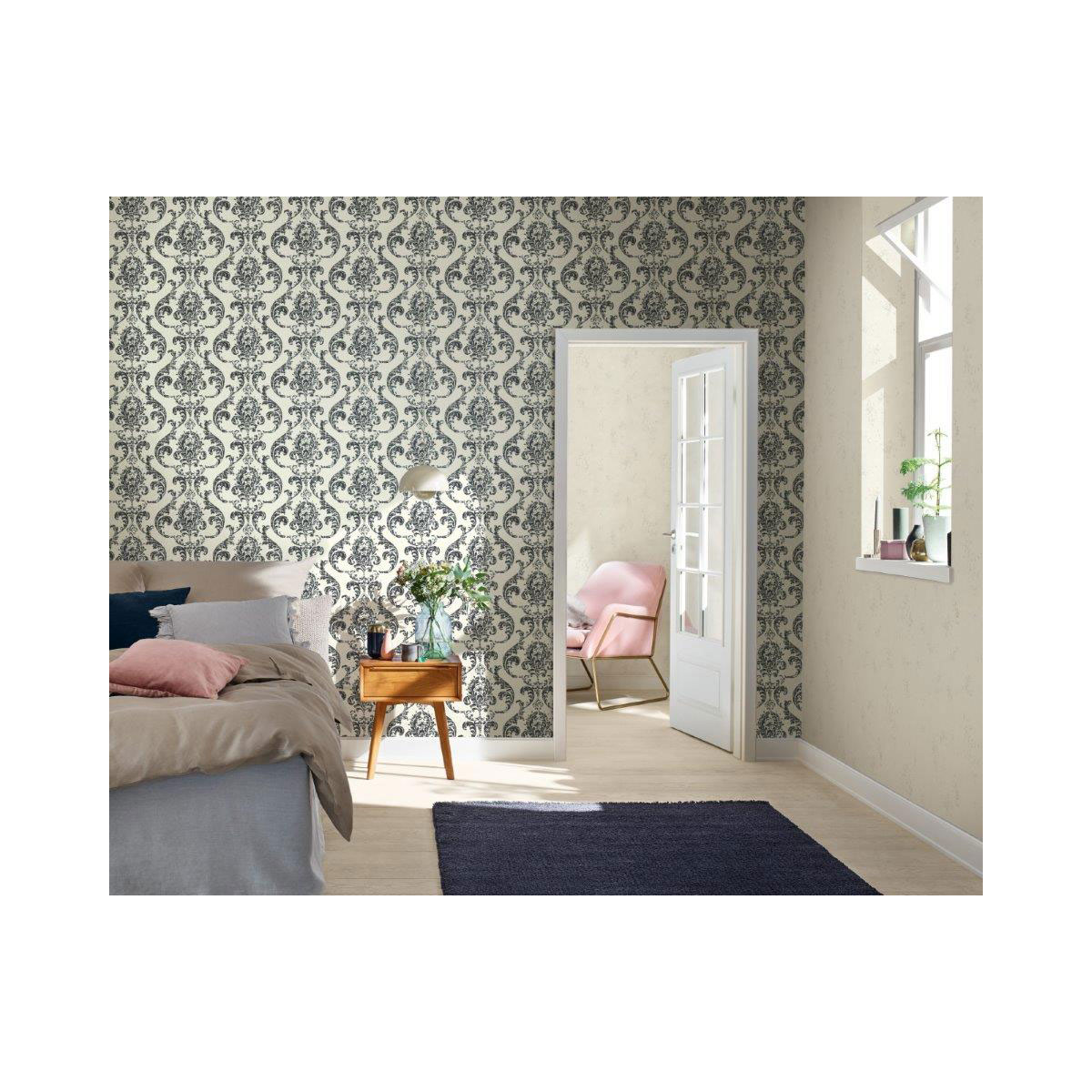 Vliestapete 10,05x0,53 m Creme silber Bild 3