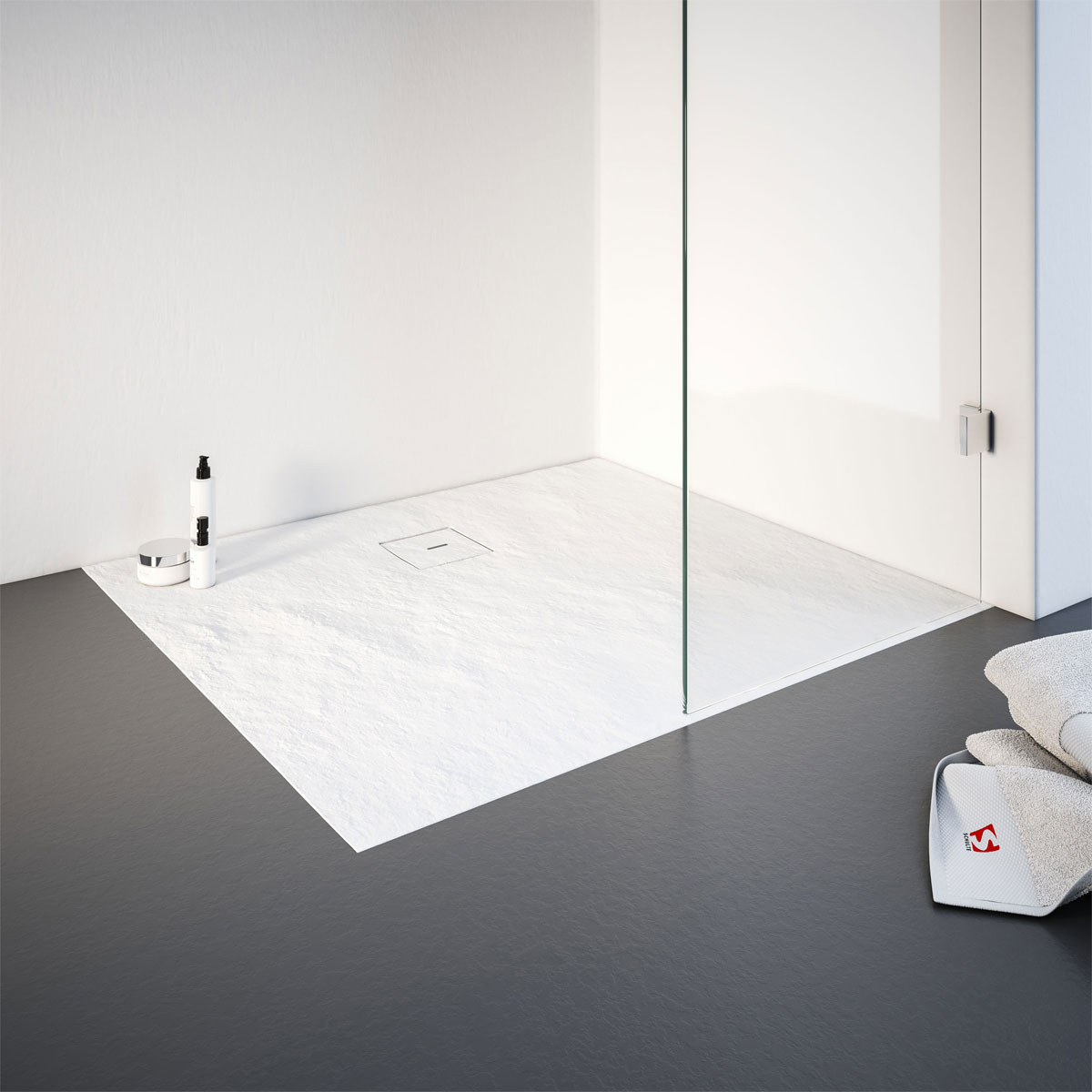 Schulte Eck-Duschwanne Rechteck Steinstruktur 100 x 4 x 90 cm alpinweiß