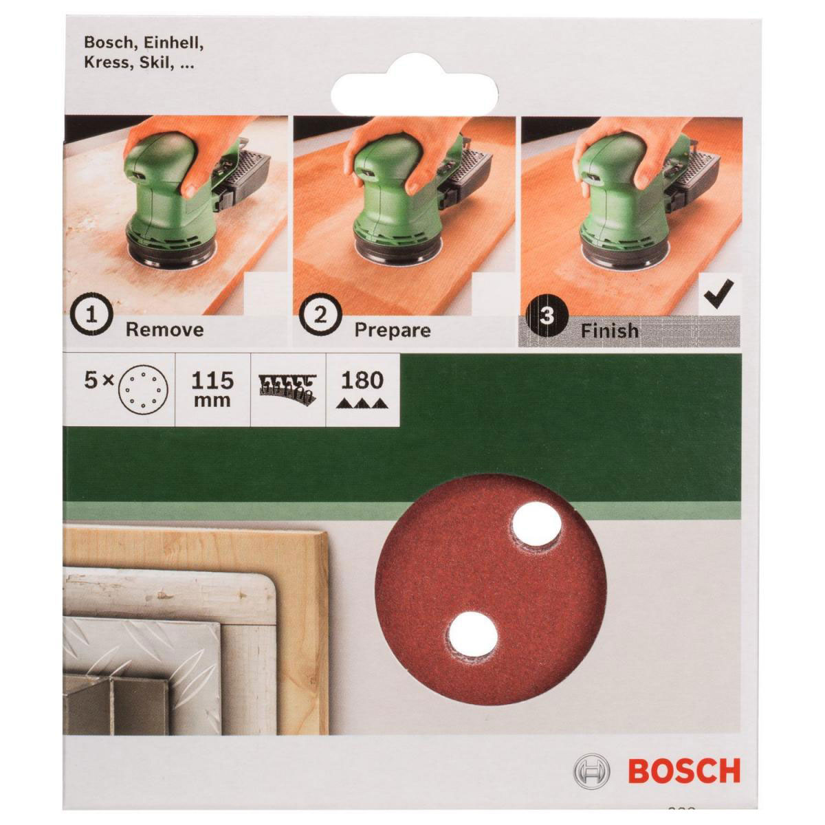 Bosch  DIY Schleifblatt Durchmesser 11,5 cm G180 Klett 5 Stück Bild 2