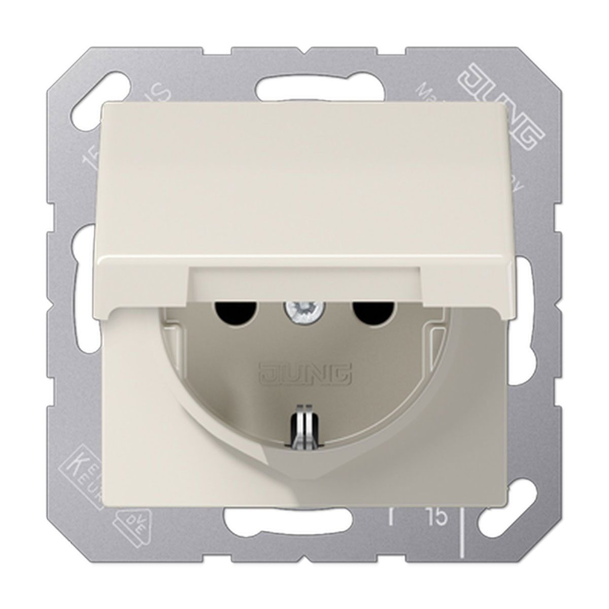 Jung SCHUKO-Steckdose AS 500 Klappdeckel weiß