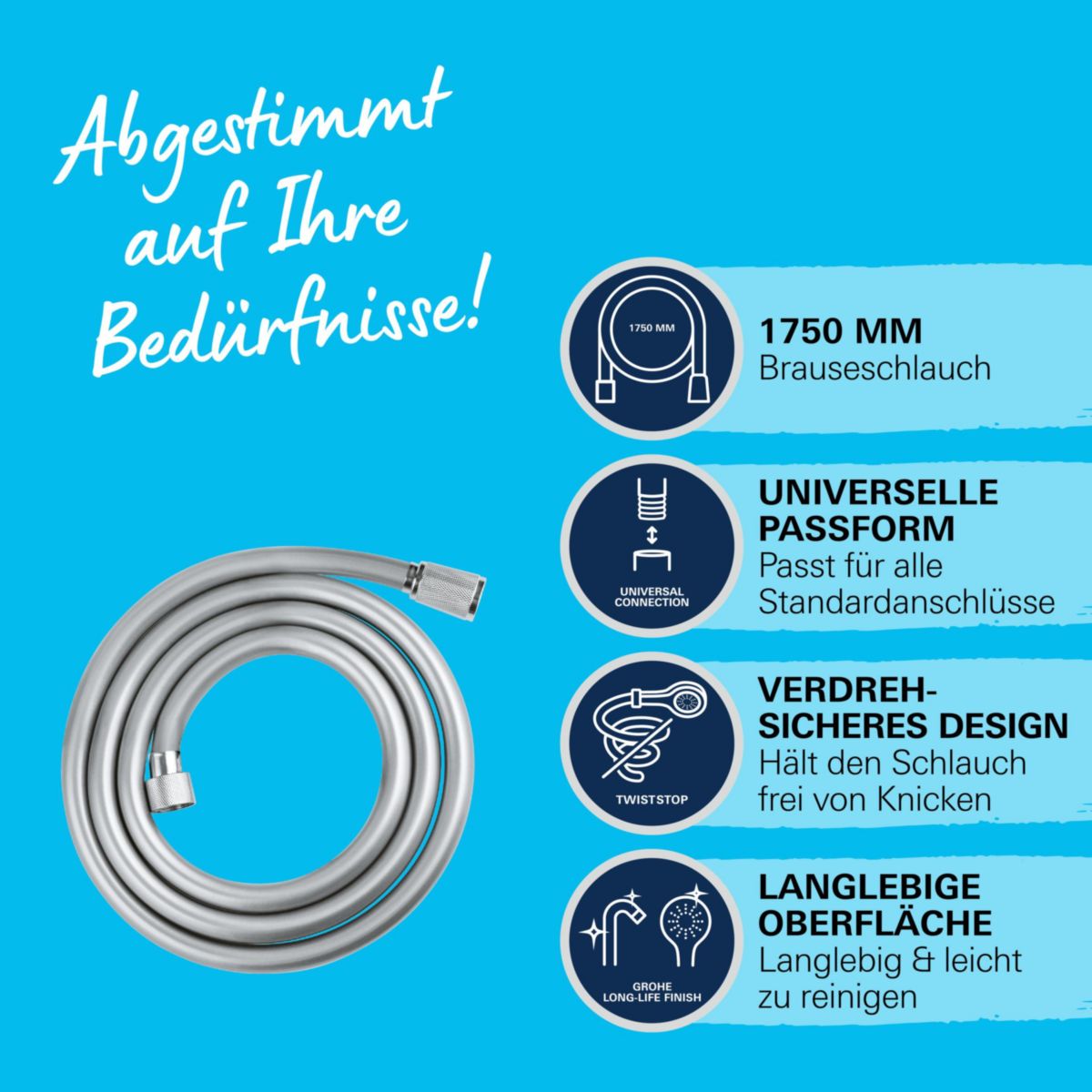 Grohe Brauseschlauch „VitalioFlex Comfort“, chrom, 1,75 m  Bild 2