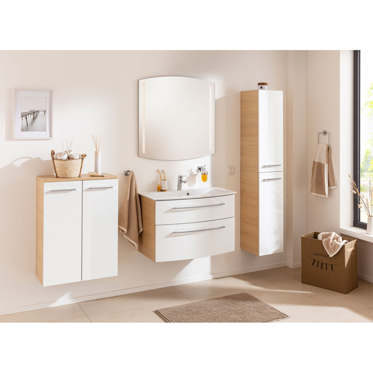 Fackelmann  Waschtisch-Set B.Style 832 x 543 x 478 mm Sandeiche/Weiß Bild 9