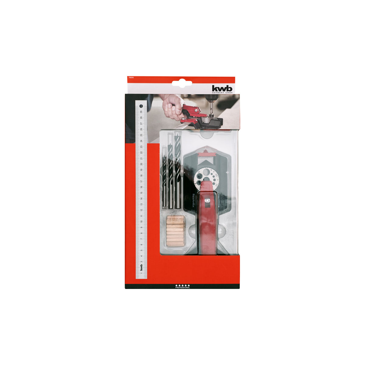 kwb  Dübelhilfe Set mit verstellbaren Bohrlochgrößen inklusive 50 Dübel Bild 4