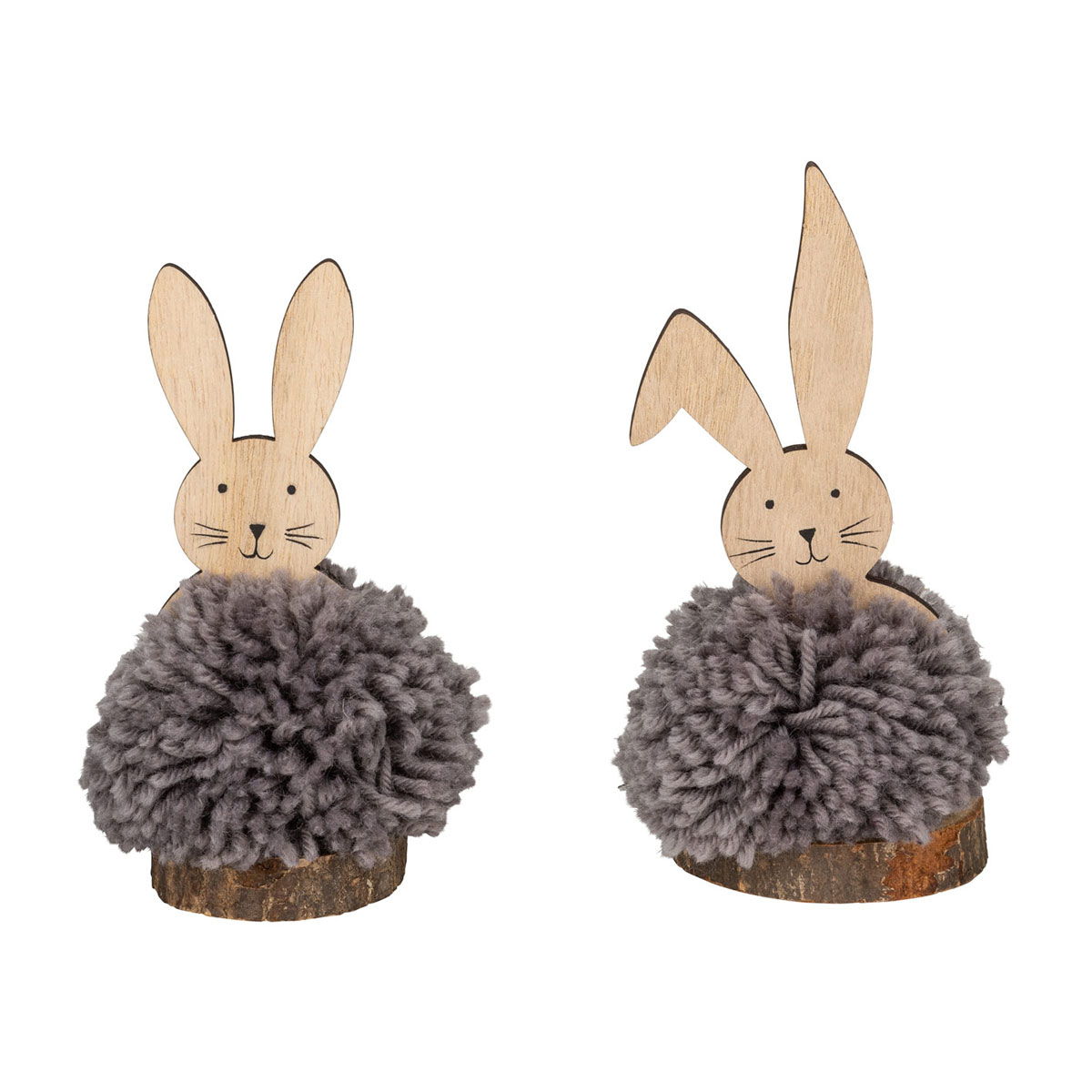 Holzaufsteller Hase mit Wolle 10 x 10 x 10 cm weiß