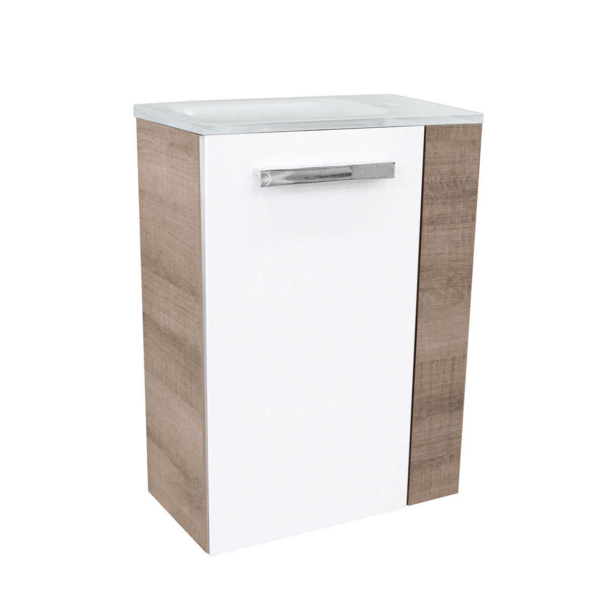 Fackelmann  Gäste-WC Waschtischunterschrank links SBC 440 x 600 x 243 mm Graueiche/Weiß Bild 3