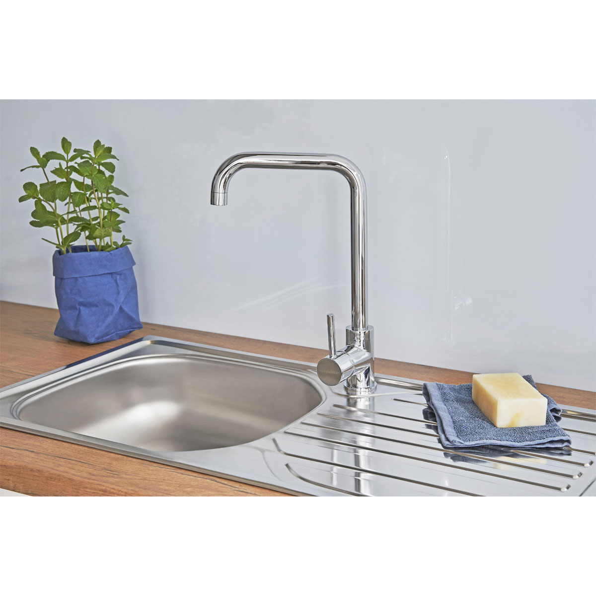 Respekta Edelstahl-Spüle inkl Ab- und Überlaufgarnitur 86 cm Bild 8