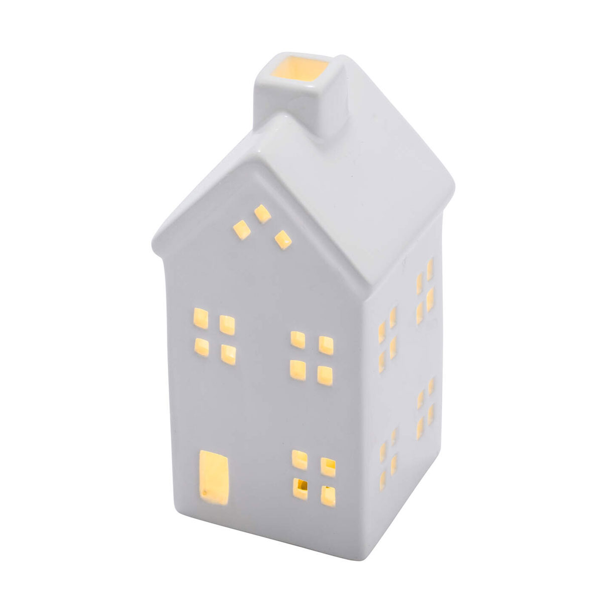 LED-Keramikhaus weiß 7,5 x 7 x 14,5 cm