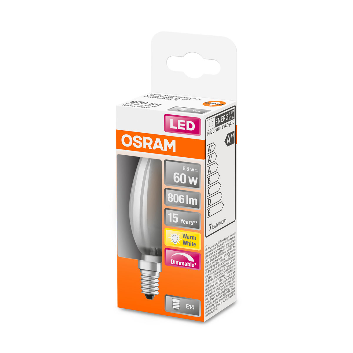 Osram LED-Leuchtmittel Kerzenform E14 60W Bild 2