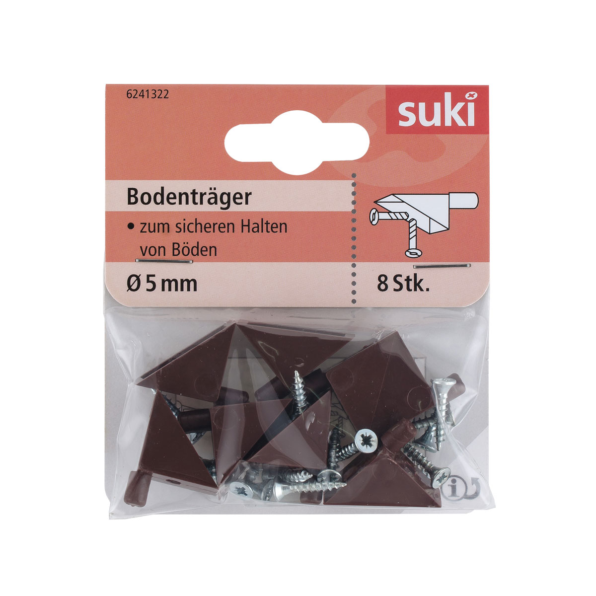 Suki Bodenträger Kunststoff Durchmesser 0,5 x 0,8 cm braun 8 Stück Bild 1