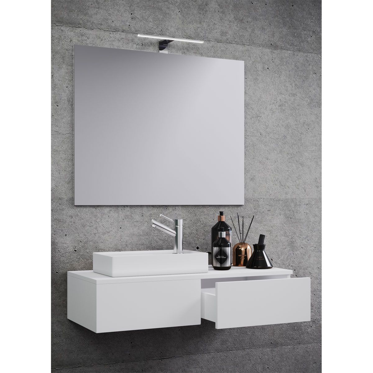 Gäste Waschplatz Gudas 3-teilig mit Spiegel weiß Bild 2