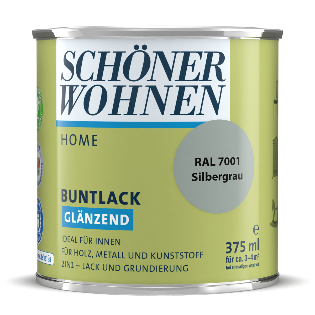 Schöner Wohnen Farbe Buntlack Home silbergrau glänzend 375 ml