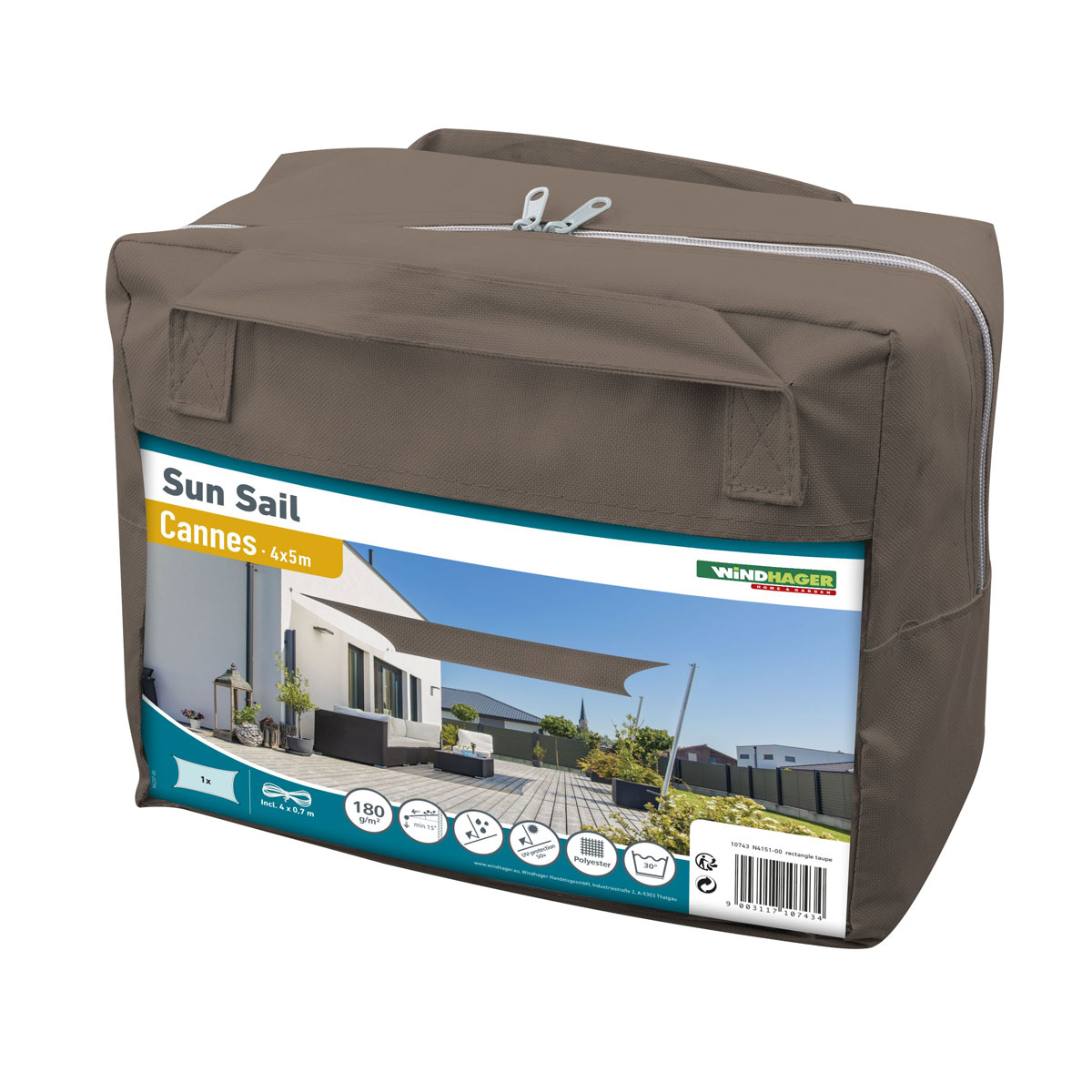 Rechteck-Segel Cannes 4 x 5 m taupe Bild 4