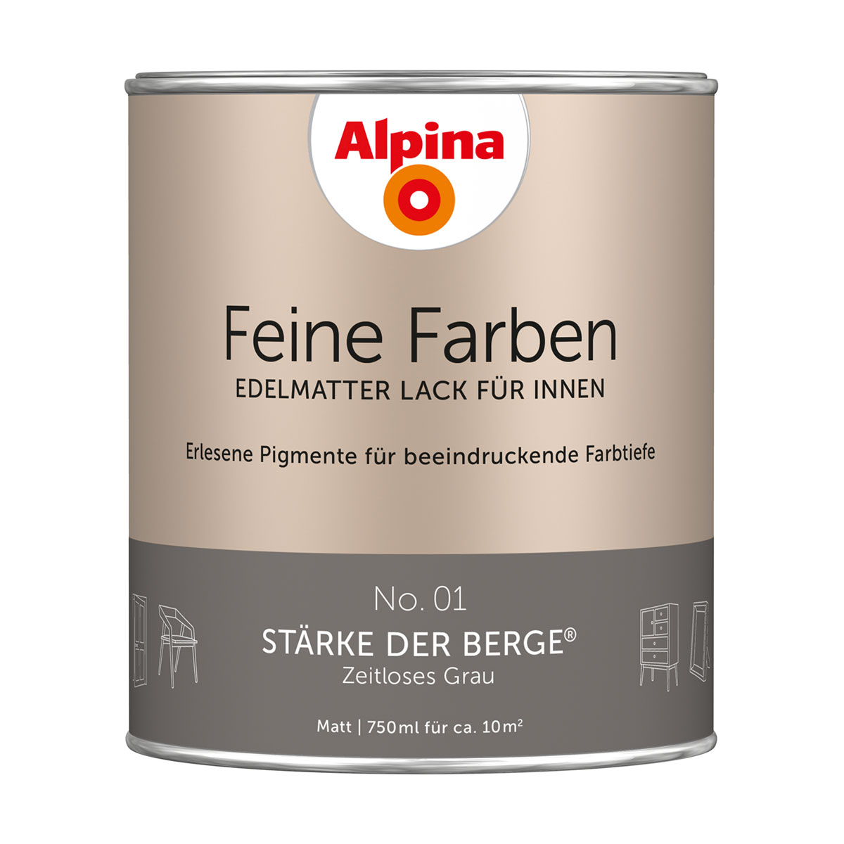 Alpina  Buntlack Feine Farben Lack No 01 Stärke der Berge edelmatt 750ml