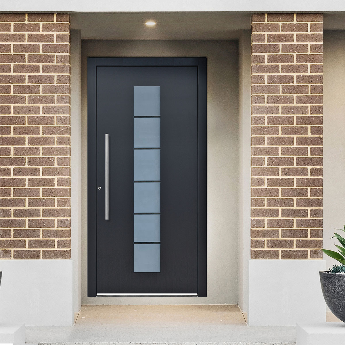 Aluminium-Sicherheitshaustür 108 Lucca anthrazit Anschlag links 100 x 210 cm Bild 2