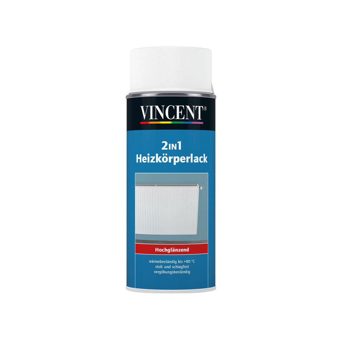Vincent 2in1 Heizkörpersprühlack weiß hochglänzend 0,4 L