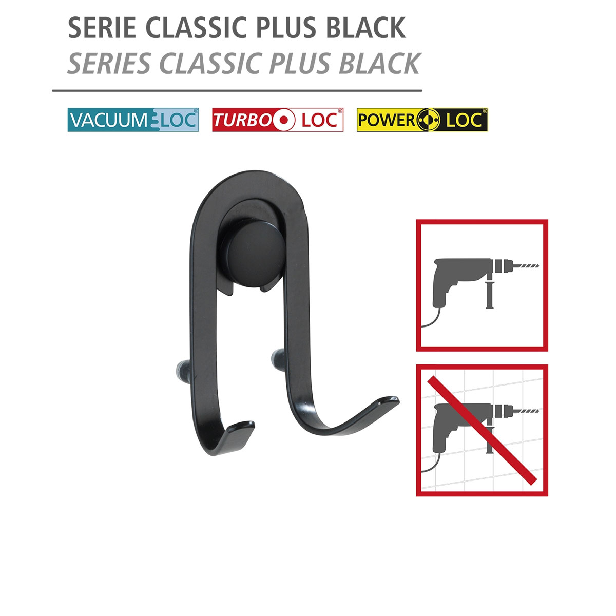 Wenko Wandhaken Classic Plus schwarz 2er Set Bild 3