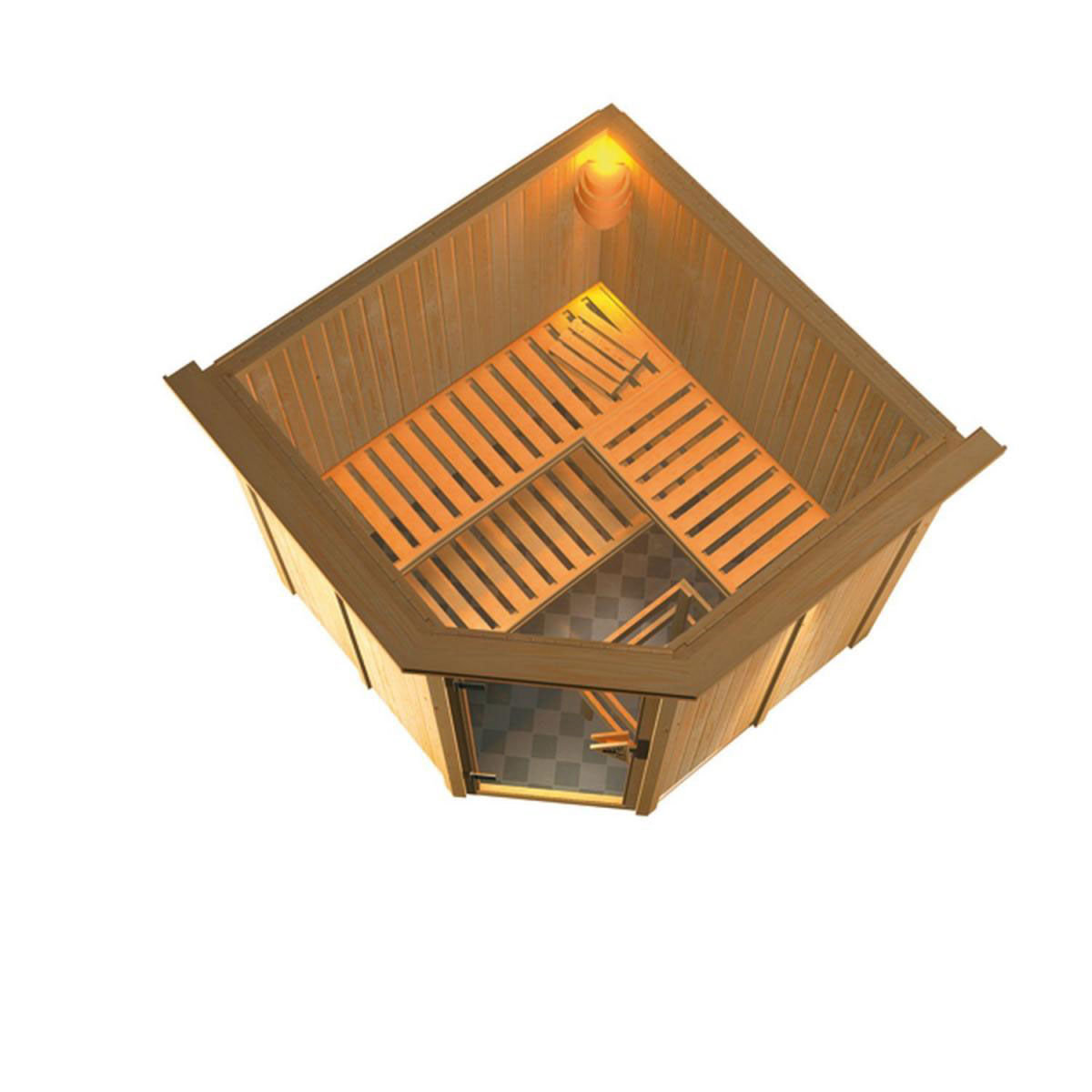 Karibu Systemsauna Jarin 68 mm 9 kW Ofen integr Strg mit Dachkranz Bild 3