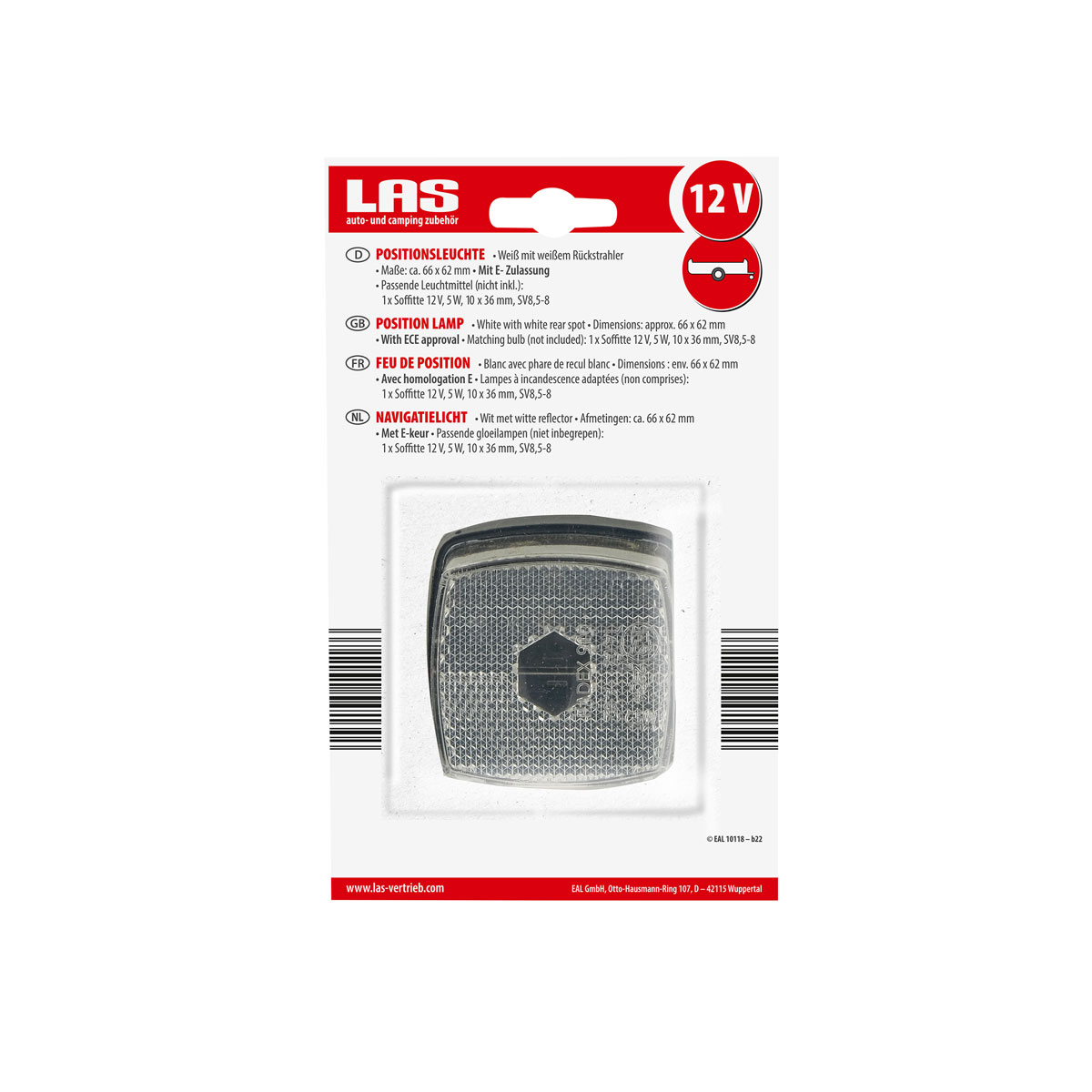 LAS 10118 Positionsleuchte weiß 66 x 62 mm Bild 3