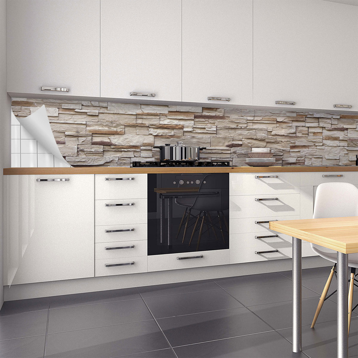 MySpotti Folie Küche Steinmuster 450 x 60 cm Bild 1