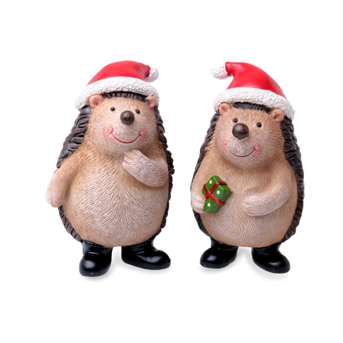 Deko Igel mit Mütze 2er-Set 10cm braun rot