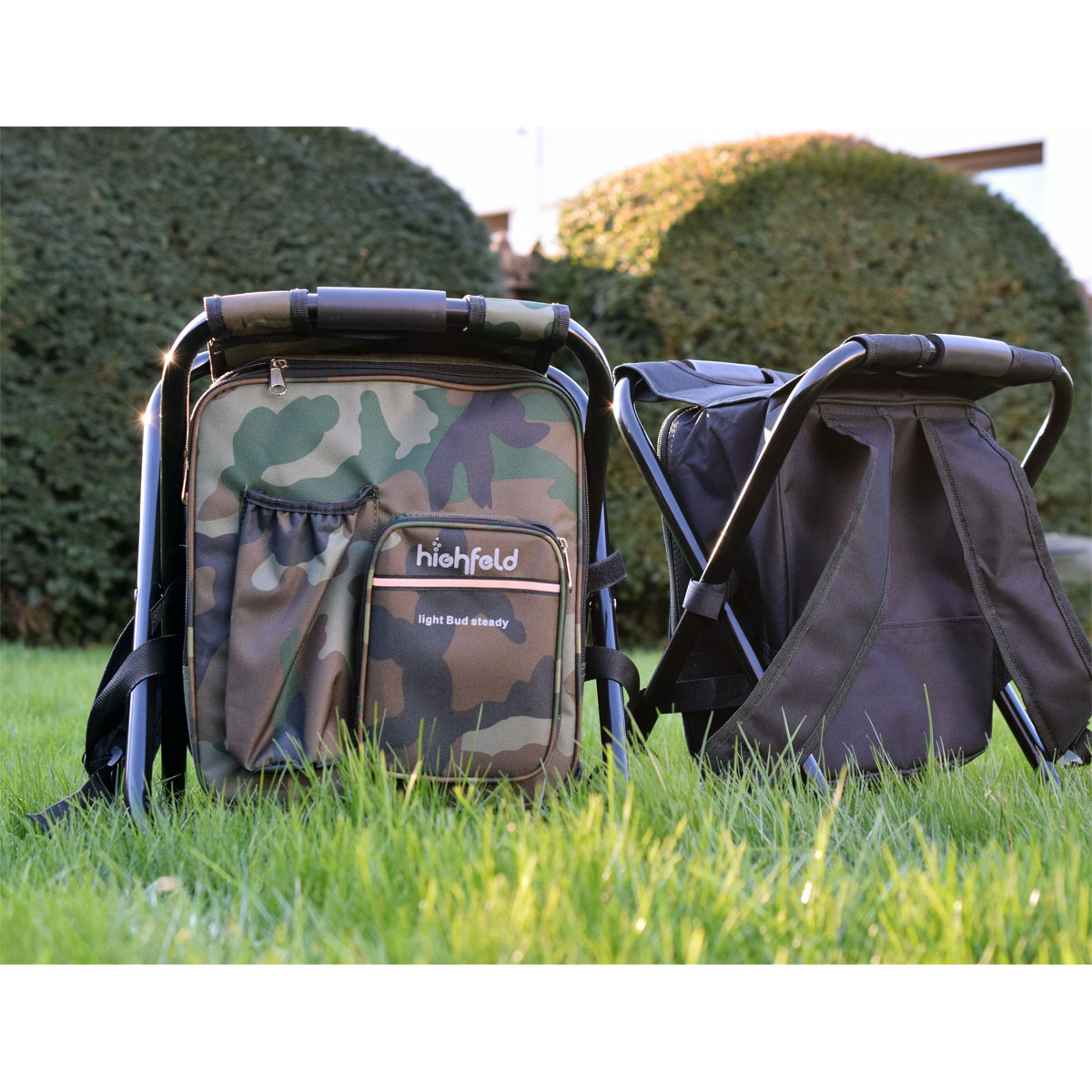 highfeld Camping Stuhl mit Rucksack & Kühlfach camouflage Bild 8