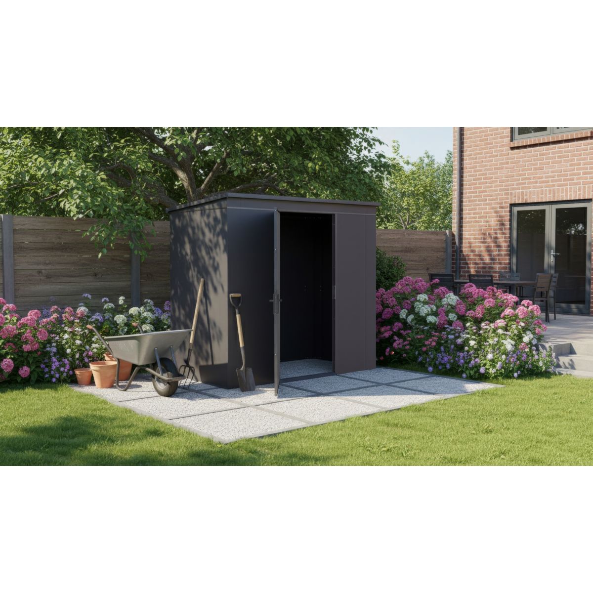 Weka Metall-Gerätehaus Gary, 0,7mm, 242 x 148, anthrazit