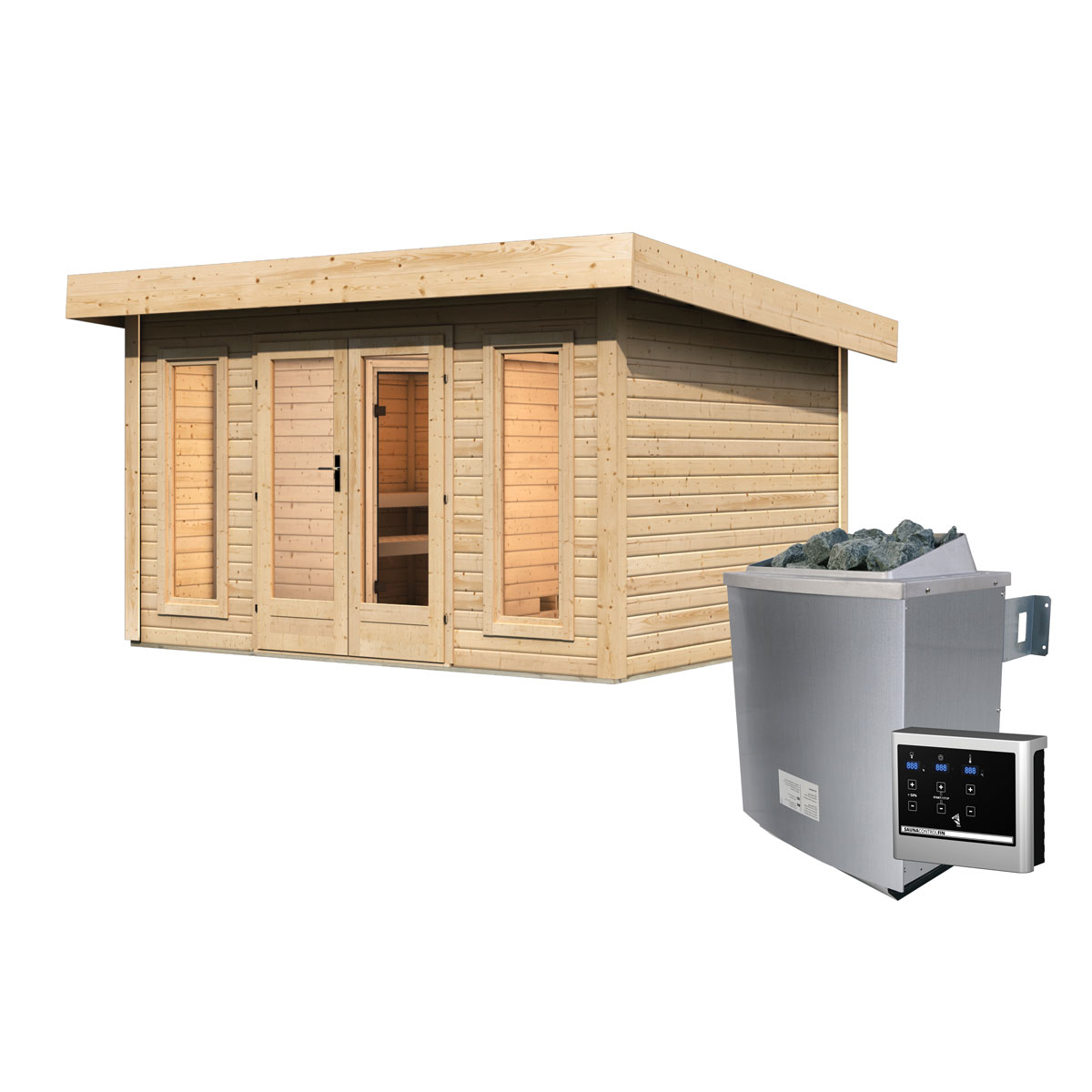Karibu Saunahaus Nordin naturbelassen externe Steuerung Bild 3