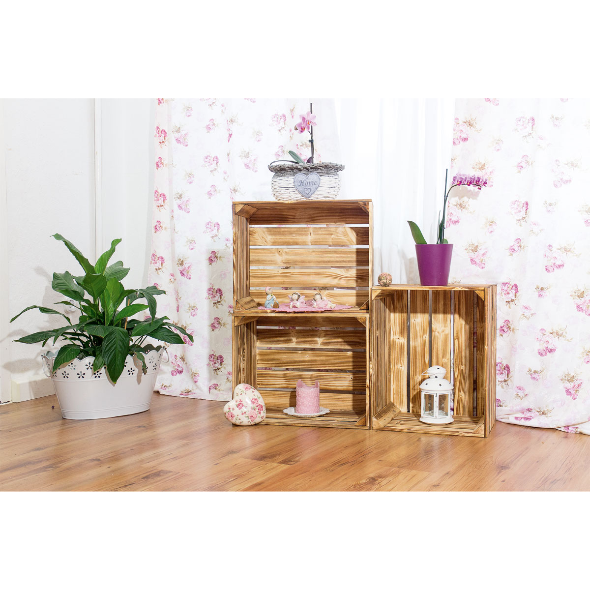 Holzkiste geflammt braun 50 x 40 x 30 cm Bild 3