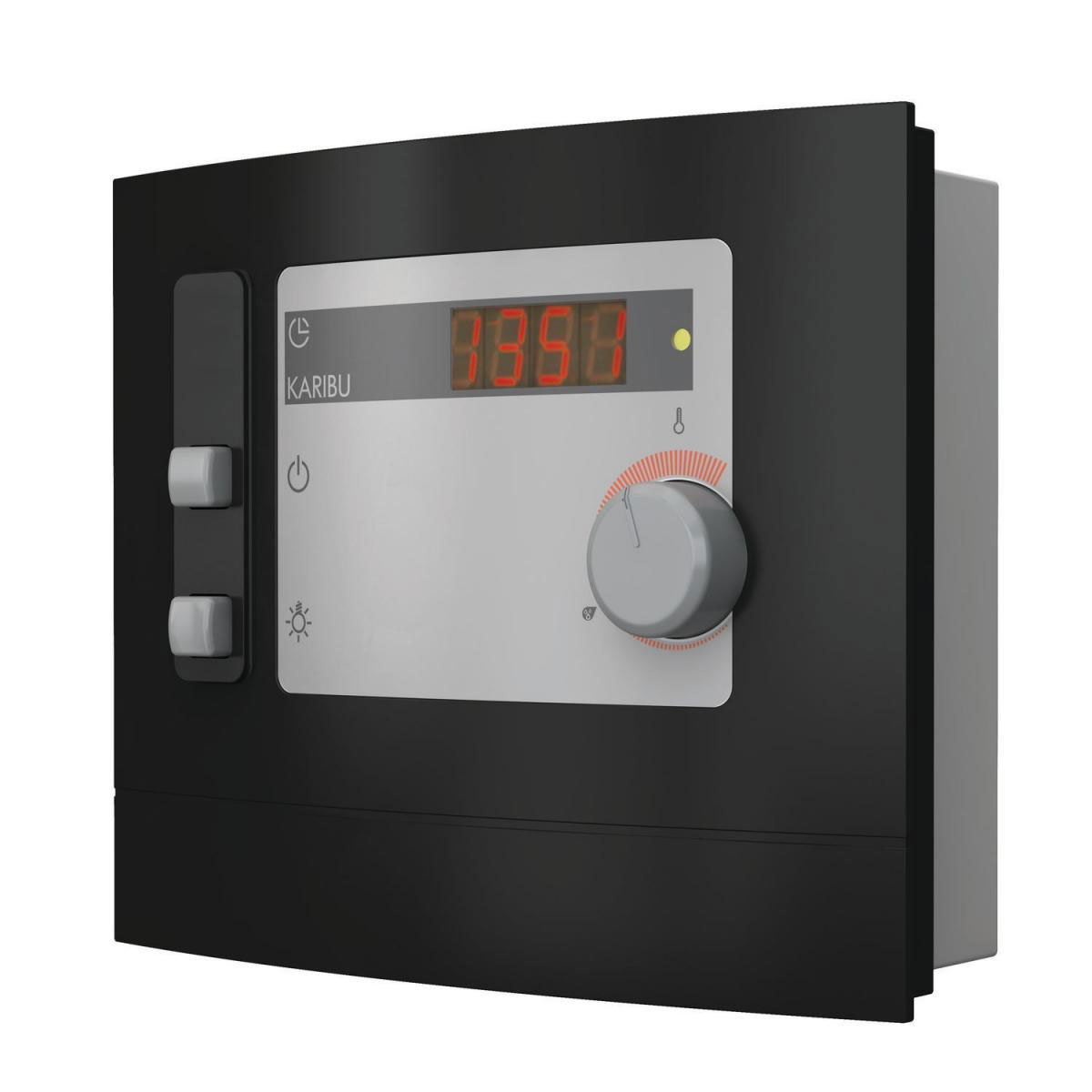 Karibu Sauna Leona Eckeinstieg 9 kW Ofen externe Strg modern kein Kranz Energiespartür Bild 4