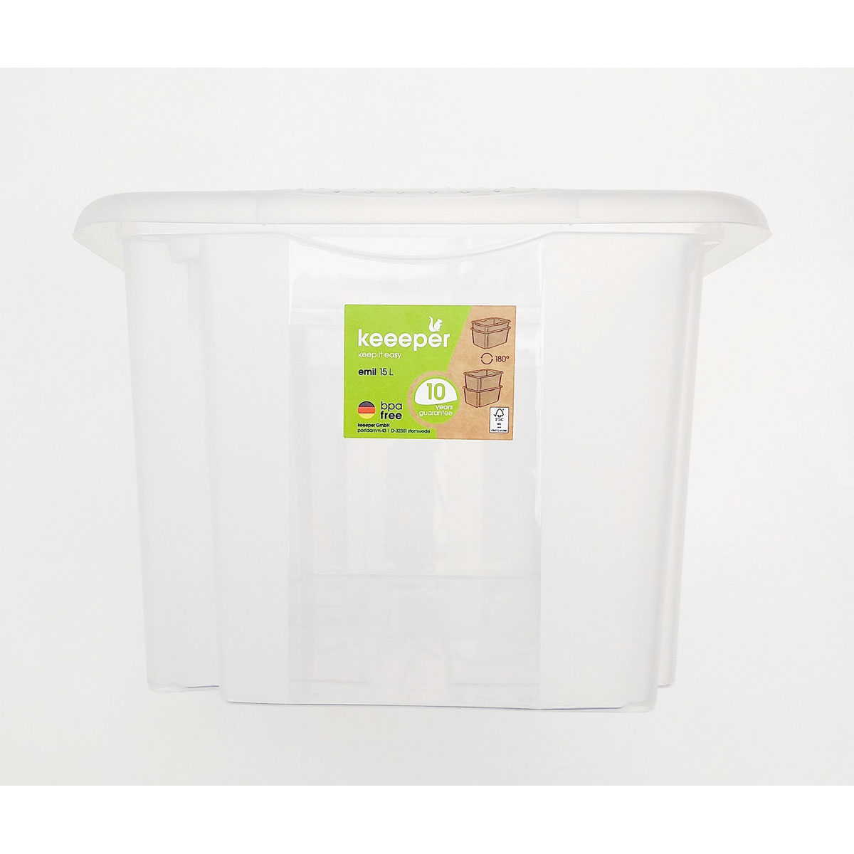 keeeper Aufbewahrungsbox Emil 38 x 20,5 x 28,5 cm 15 L transparent Bild 1
