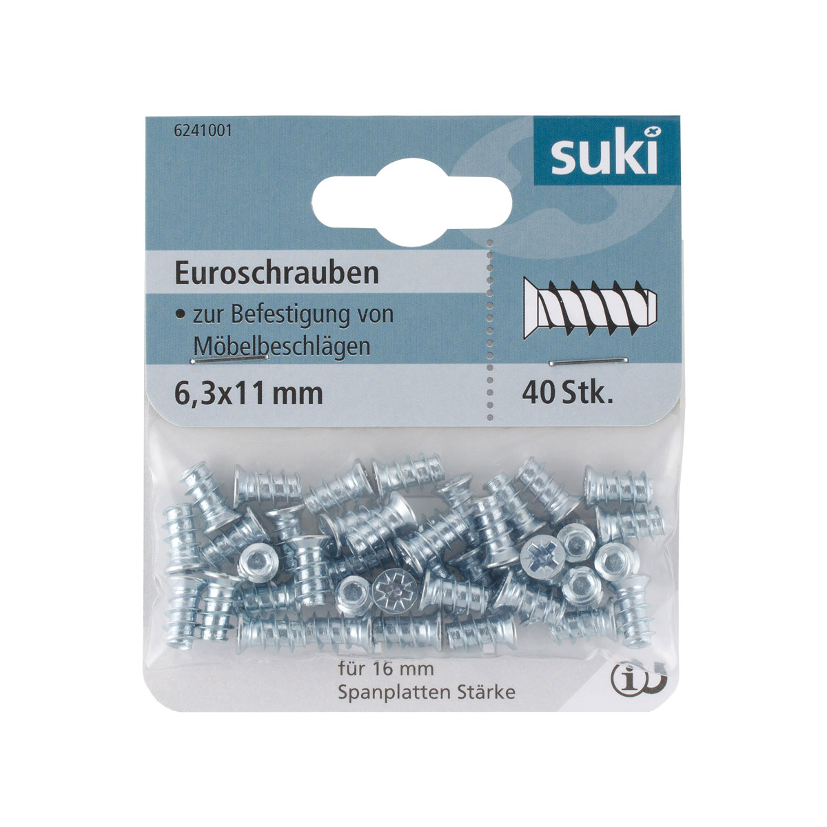 Suki Euroschraube verzinkt Durchmesser 6,3 x 11 mm 10 Stück