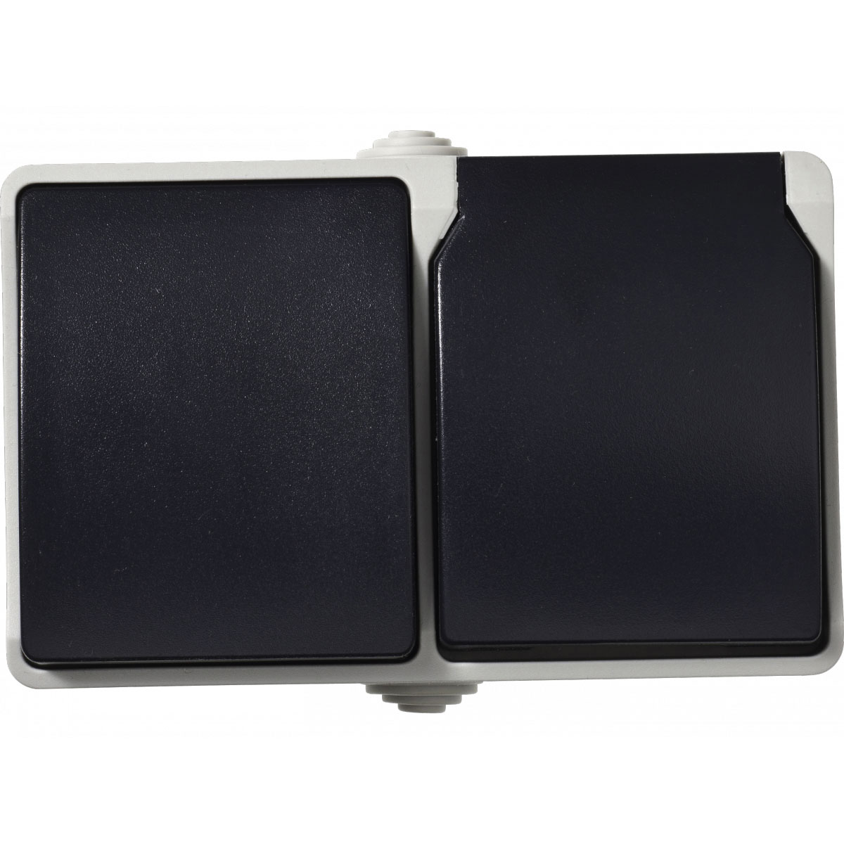 Aufputz-Schalter/Steckdosenkombination Basic Feuchtraum 2-fach grau