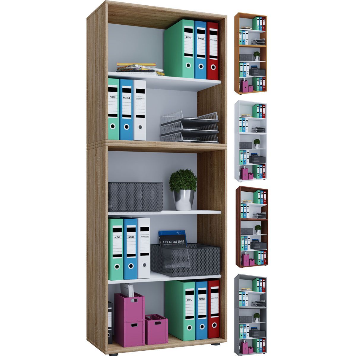 Büroregal Lona XXL ohne Türen grau/weiß Bild 3